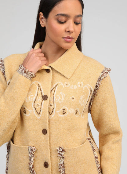 BANDANA KNIT JACKET - SAND