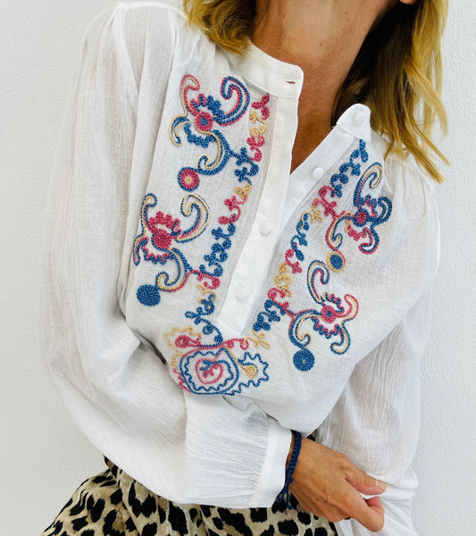 JOANNE| Shirt with colorful embroidery