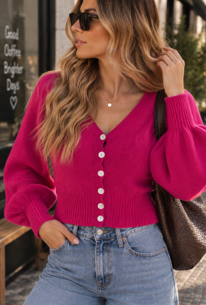 GLORY | Balloon sleeve knitted coat
