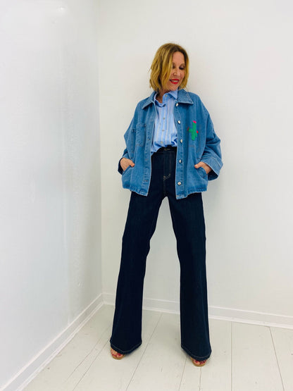 CACTUS | Blusão jeans com bordados coloridos