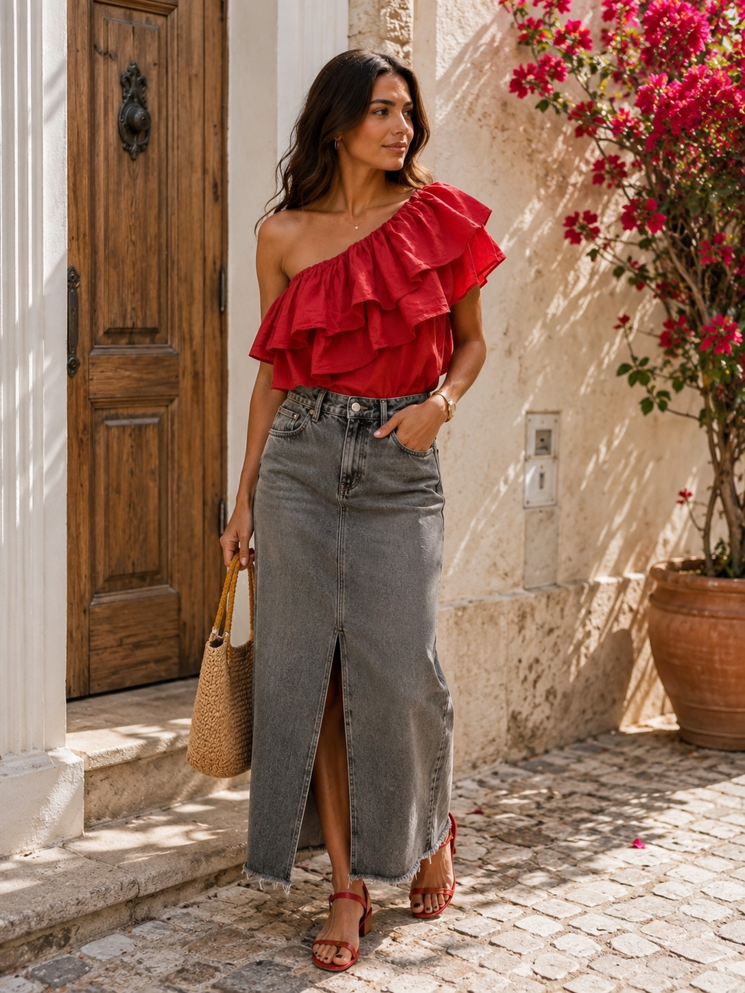 BONNIE | Midi denim skirt