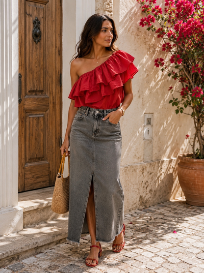 BONNIE | Midi denim skirt