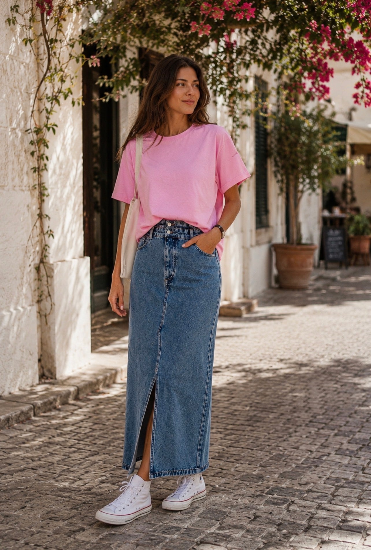 BONNIE | Midi denim skirt