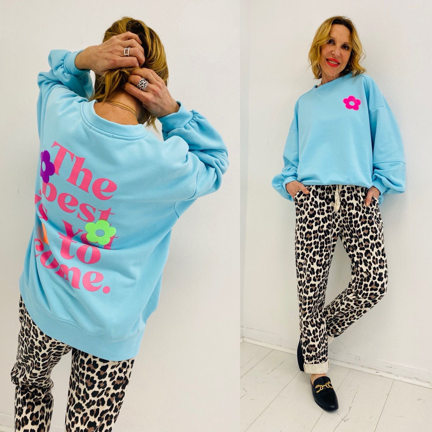 BEST IS YET TO COME | Sweat com frase e flores estampadas