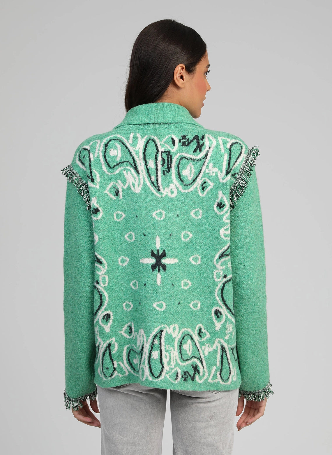 BANDANA KNIT JACKET - GREEN