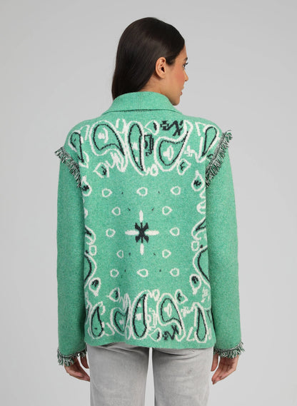 BANDANA KNIT JACKET - GREEN