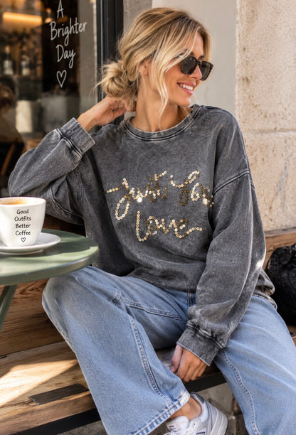 SOLO AMOR| Sudadera de algodón con paillettes
