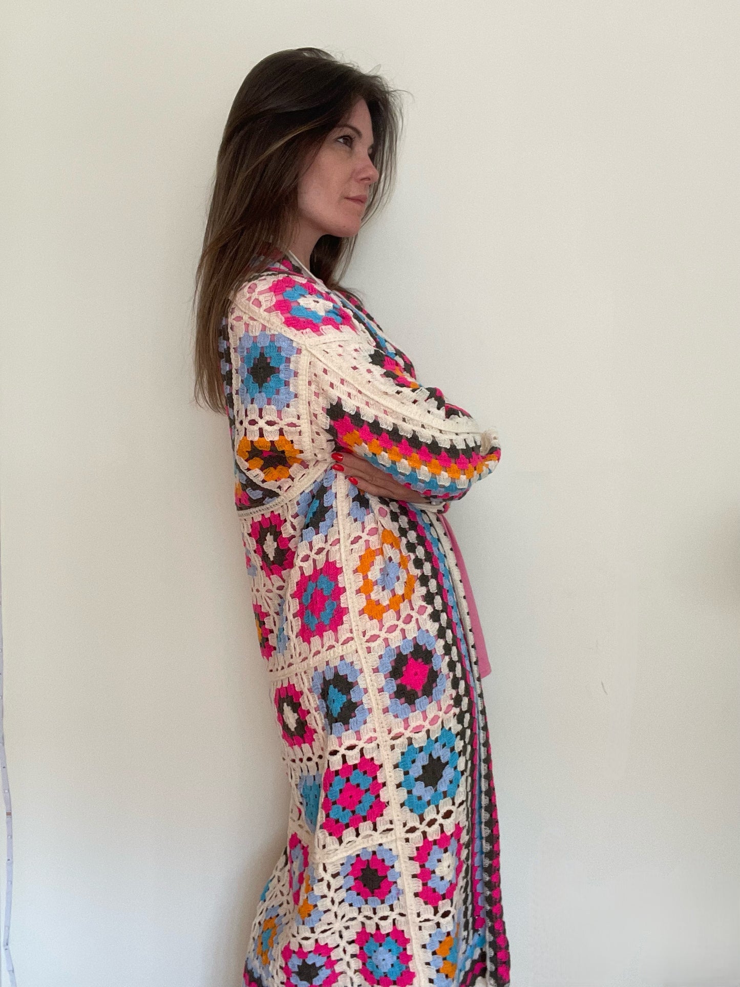 BALI | Kimono maxi em croché colorido