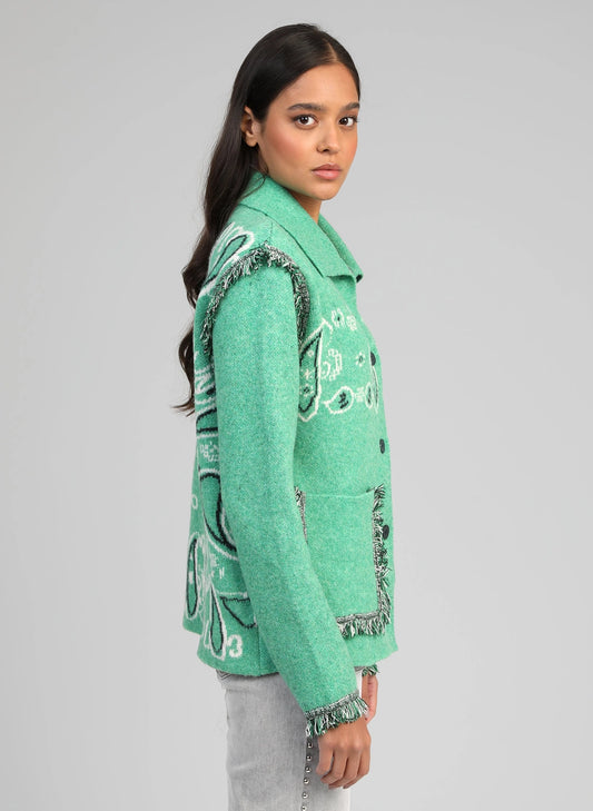 BANDANA KNIT JACKET - GREEN