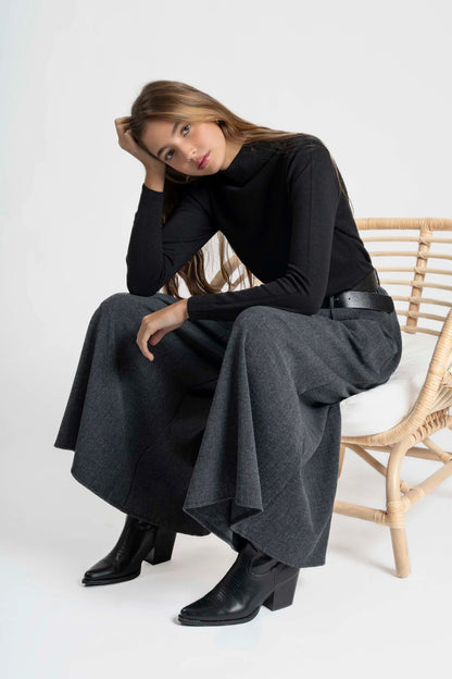 BERNA - Calças Midi Cintura Subida Perna Larga | VIBRANNA