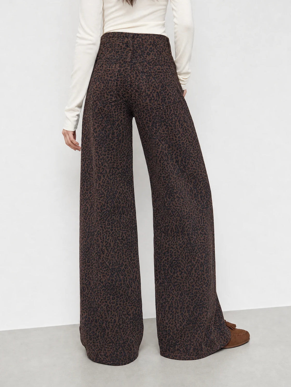 LEOPARD WIDE LEG JEANS