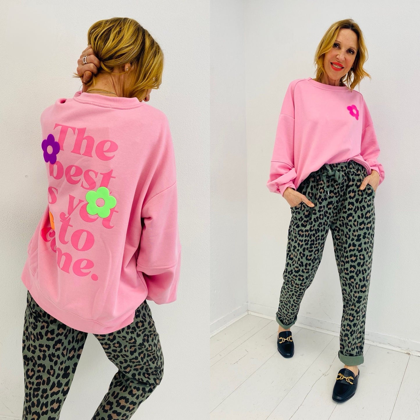 BEST IS YET TO COME | Sweat com frase e flores estampadas