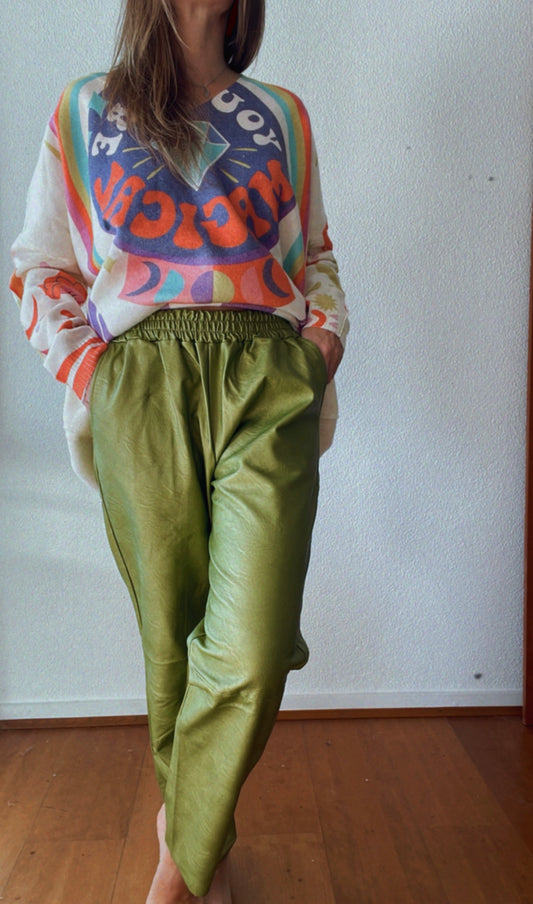 GIULIA green | Eco-leather pants