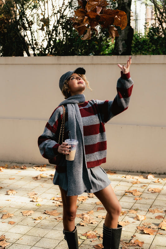 CAMILA BORDEAUX - Camisola às Riscas Feminina | VIBRANNA