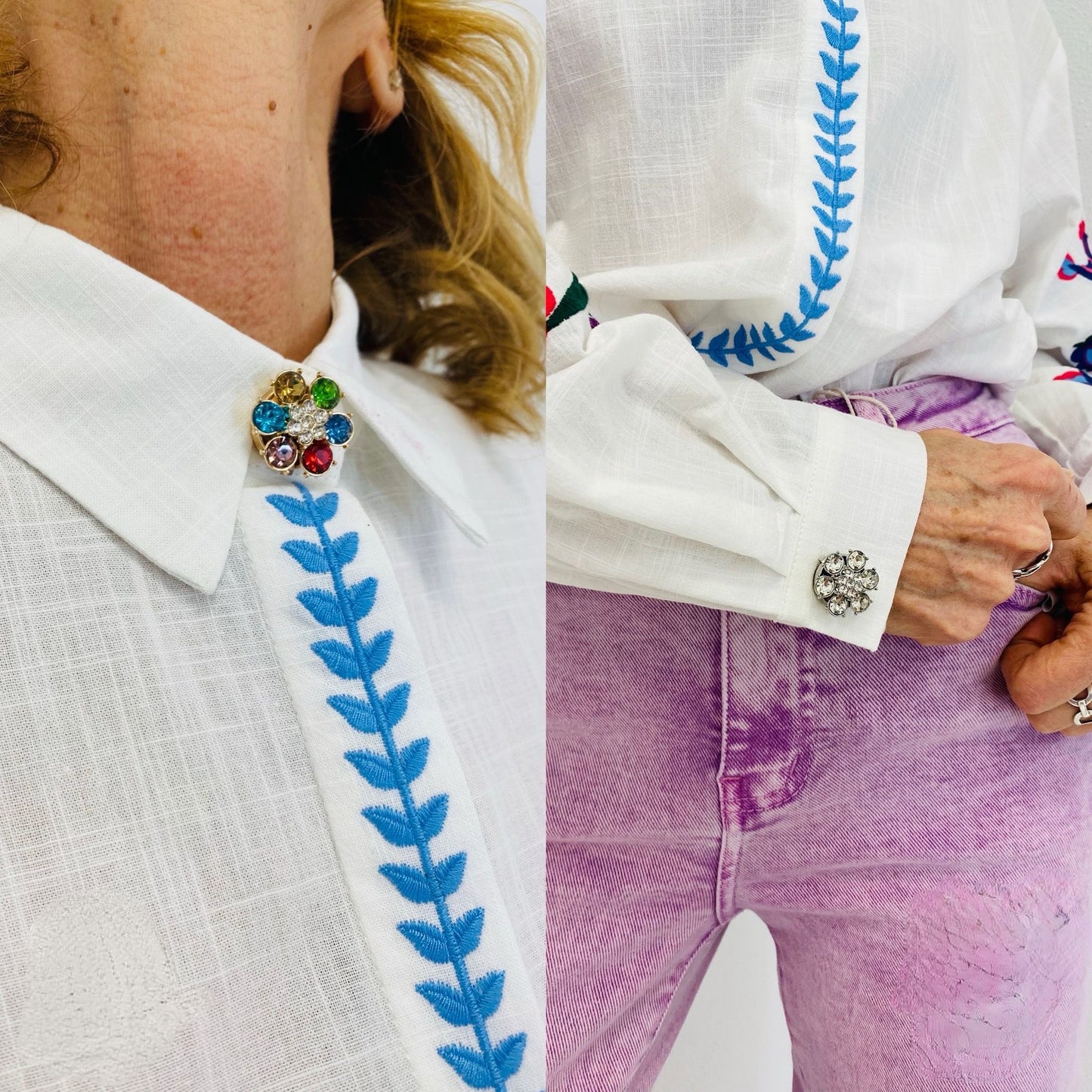 AMATERASU | Camisa com flores bordadas