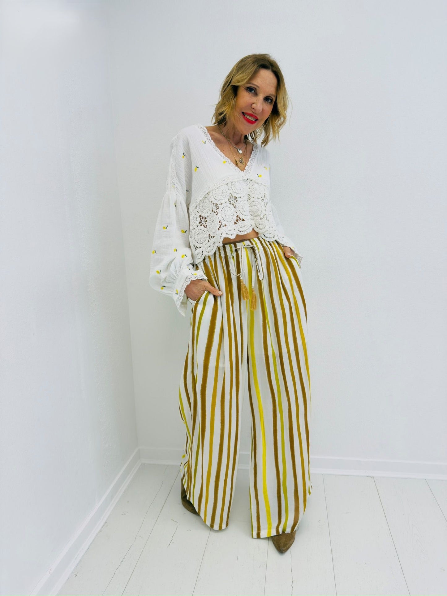LEMON | Casaco de algodão com limões bordados e crochet