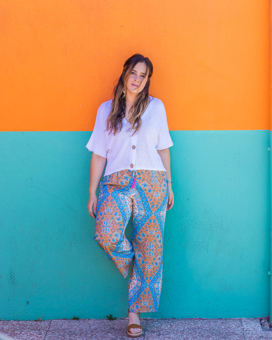 MÍKONOS AZUL | Pantalones estampados