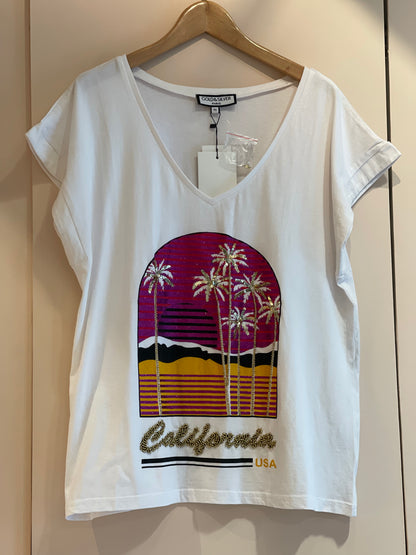 CALIFORNIA WHITE | T shirt with appliques