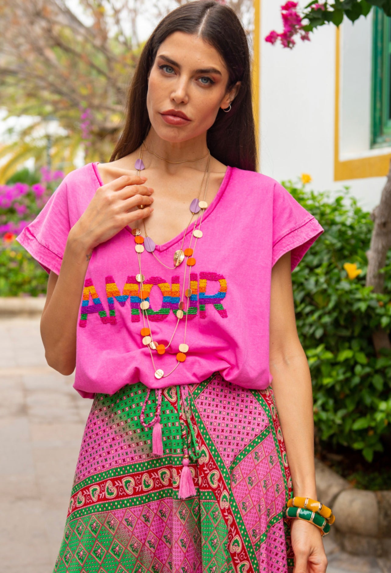 AMOUR | T shirt com missangas