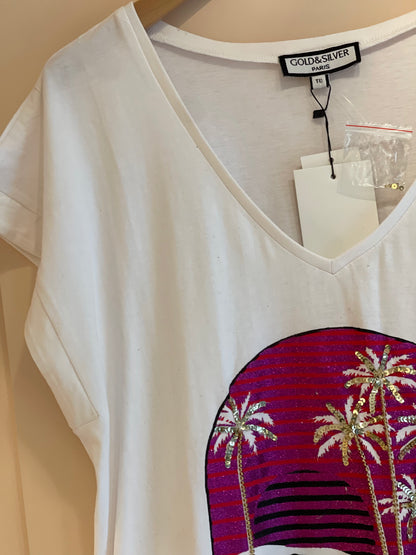 CALIFORNIA WHITE | T shirt with appliques