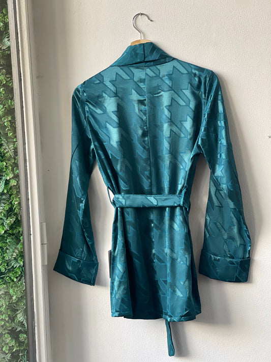 BRILLOS Cobalto | Conjunto acetinado com estrelas estampado