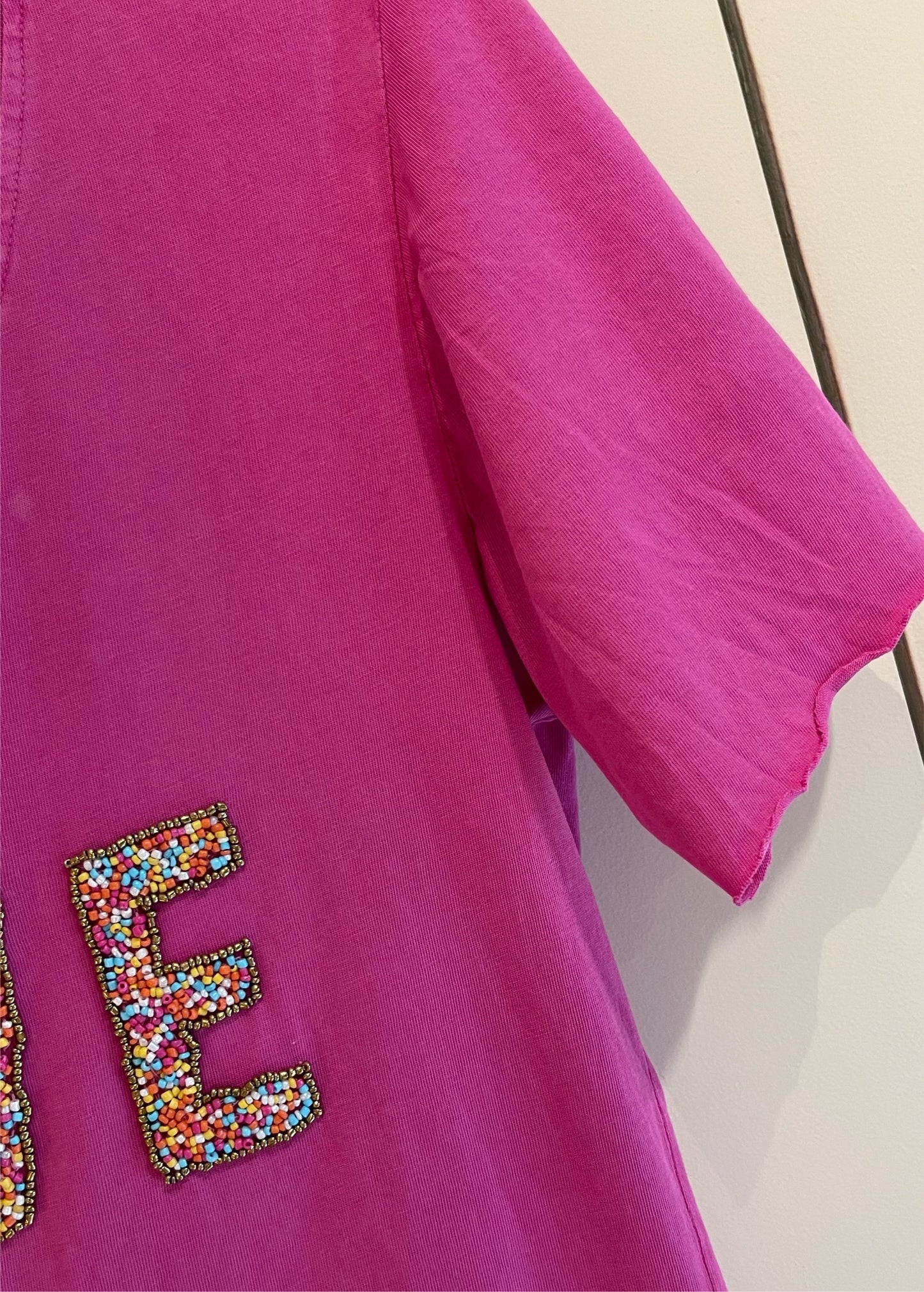 HEART PINK | T shirt with beads